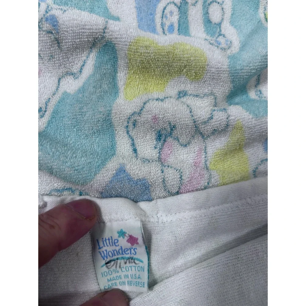 Little Wonders Hooded Baby Towel‎ OS Blue Yellow Vintage Bear Print Unisex